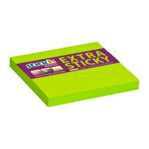 Samolepicí bločky Hopax Extra Sticky -  76 x 76 mm / 90 lístků / neon zelená