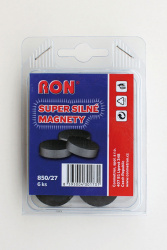 Magnety černé Conmetron super silné -  průměr 27 mm / 6 ks